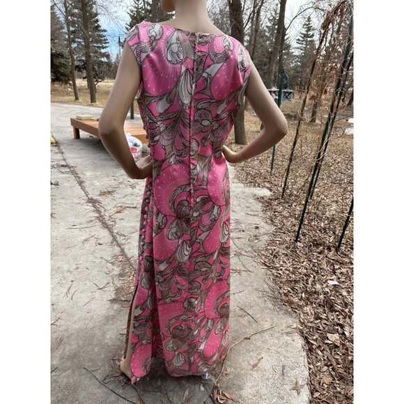 1960s Pink Floral Maxi Dress Evening Gown Creation A La Mode de Paris by Hero Mo - Picture 7 of 9